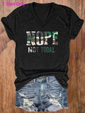 Women'WB shield Letter & Camo Print V-neck Tee, Casual Short Sleeve T-shirt for Daily Wear, Ladies TNF for Spiky hair...