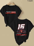 Women'WB shield Letter & Car Print Round Neck Tee, Casual Short Sleeve T-shirt for Summer, Ladies TNF for Daily Wear...