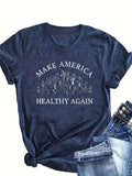 Women'WB shield Letter & Carrot Print Round Neck Tee, Trendy Casual Short Sleeve T-Shirt for Daily Wear, Ladies Spiky...