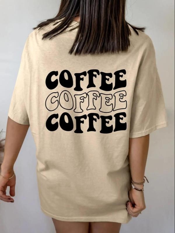 Women'WB shield Letter & Cartoon Drink Print Drop Shoulder Tee, Summer TNF Women, Casual Short Sleeve Round Neck T-Shirt...