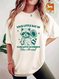 Women'WB shield Letter & Cartoon Print Round Neck Tee, Fashion Casual Crew Neck T-Shirt for Daily Holiday Vacation...