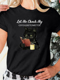 Women'WB shield Letter & Cat Print Round Neck Tee, Summer TNF Women, Casual Short Sleeve Crew Neck T-Shirt for Summer,...