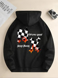 Women'WB shield Letter & Checkerboard Print Hoodie, Casual Long Sleeve Hooded Sweatshirt for Daily Wear, Ladies TNF for...