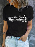 Women'WB shield Letter & Clover Print Round Neck Graphic Tee, Vintage Trendy Casual Drop Shoulder Short Sleeve T-shirt...