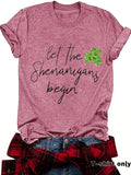 Women'WB shield Letter & Clover Print Round Neck Tee, Casual Short Sleeve Crew Neck T-shirt for Summer, Fashion Women'WB...