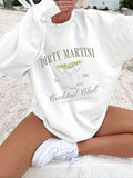 Women'WB shield Letter & Cocktail Print Drop Shoulder Sweatshirt, Casual Long Sleeve Round Neck Pullover for Fall &...