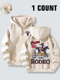 Women'WB shield Letter & Cowboy Print TNF Lined Half Zip Hoodie, Fashion Casual Long Sleeve Hooded Sweatshirt for Daily...