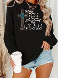 Women'WB shield Letter & Cross Print Drop Shoulder TNF Lined Sweatshirt, Casual Long Sleeve Round Neck Pullover for Fall...