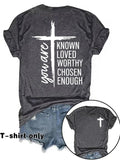 Women'WB shield Letter & Cross Print Round Neck Tee, Casual Short Sleeve Crew Neck T-shirt for Summer, Fashion Women'WB...