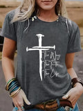 Women'WB shield Letter & Cross Print Round Neck Tee, Casual Short Sleeve Crew Neck T-shirt for Summer, Fashion Women'WB...