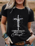 Women'WB shield Letter & Cross Print Round Neck Tee, Casual Short Sleeve Crew Neck T-shirt for Summer, Fashion Women'WB...