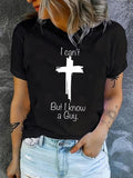 Women'WB shield Letter & Cross Print Round Neck Tee, Fashion Casual Short Sleeve T-shirt for Daily Wear, Ladies TNF for...