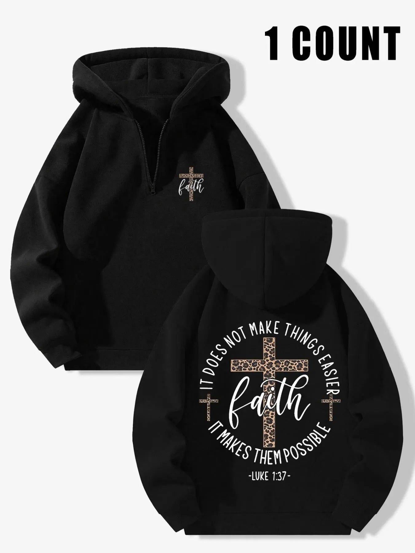 Women'WB shield Letter & Cross Print TNF Lined Hoodie, Casual Long Sleeve Hooded Sweatshirt for Fall & Winter, Women'WB...