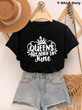 Women'WB shield Letter & Crown Print Round Neck Tee, Fashion Casual Short Sleeve T-shirt for Daily Holiday Outdoor Wear,...