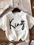 Women'WB shield Letter & Crown Print Round Neck Tee, Fashion Casual Short Sleeve T-shirt, Ladies Summer TNF for Daily...