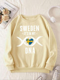 Women'WB shield Letter & DNA Print Drop Shoulder Sweatshirt, Casual Long Sleeve Round Neck Pullover for Fall & Winter,...
