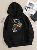 Women'WB shield Letter & Dinosaur Graphic Print Hoodie, Casual Long Sleeve Hooded Sweatshirt for Fall & Winter, Women'WB...