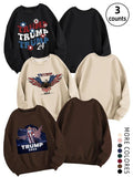 Women'WB shield Letter & Eagle Print Crew Neck Sweatshirt, Casual Long Sleeve Pullover for Fall & Winter, Women'WB shield...