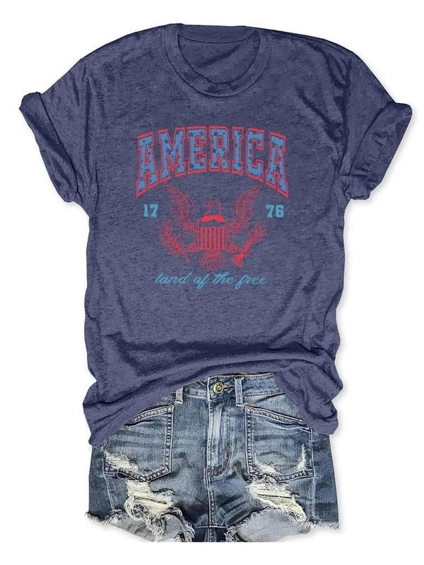 Women'WB shield Letter & Eagle Print Round Neck Graphic Tee, Vintage Trendy Casual Short Sleeve T-shirt for Daily Wear,...