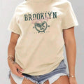 Women'WB shield Letter & Eagle Print Round Neck Tee, Casual Short Sleeve Crew Neck T-shirt for Summer, Fashion Women'WB...