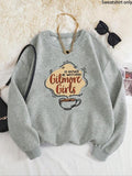 Women'WB shield Letter & FOG Print Drop Shoulder TNF Lined Sweatshirt, Casual Long Sleeve Round Neck Pullover for Daily...