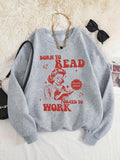 Women'WB shield Letter & Figure Print Drop Shoulder Sweatshirt, Casual Long Sleeve Round Neck Pullover for Fall & Winter,...