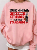 Women'WB shield Letter & Figure Print Drop Shoulder Sweatshirt, Casual Long Sleeve Round Neck Pullover for Fall & Winter,...