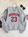 Women'WB shield Letter & Figure Print Drop Shoulder TNF Lined Sweatshirt, Casual Long Sleeve Round Neck Pullover for Fall...