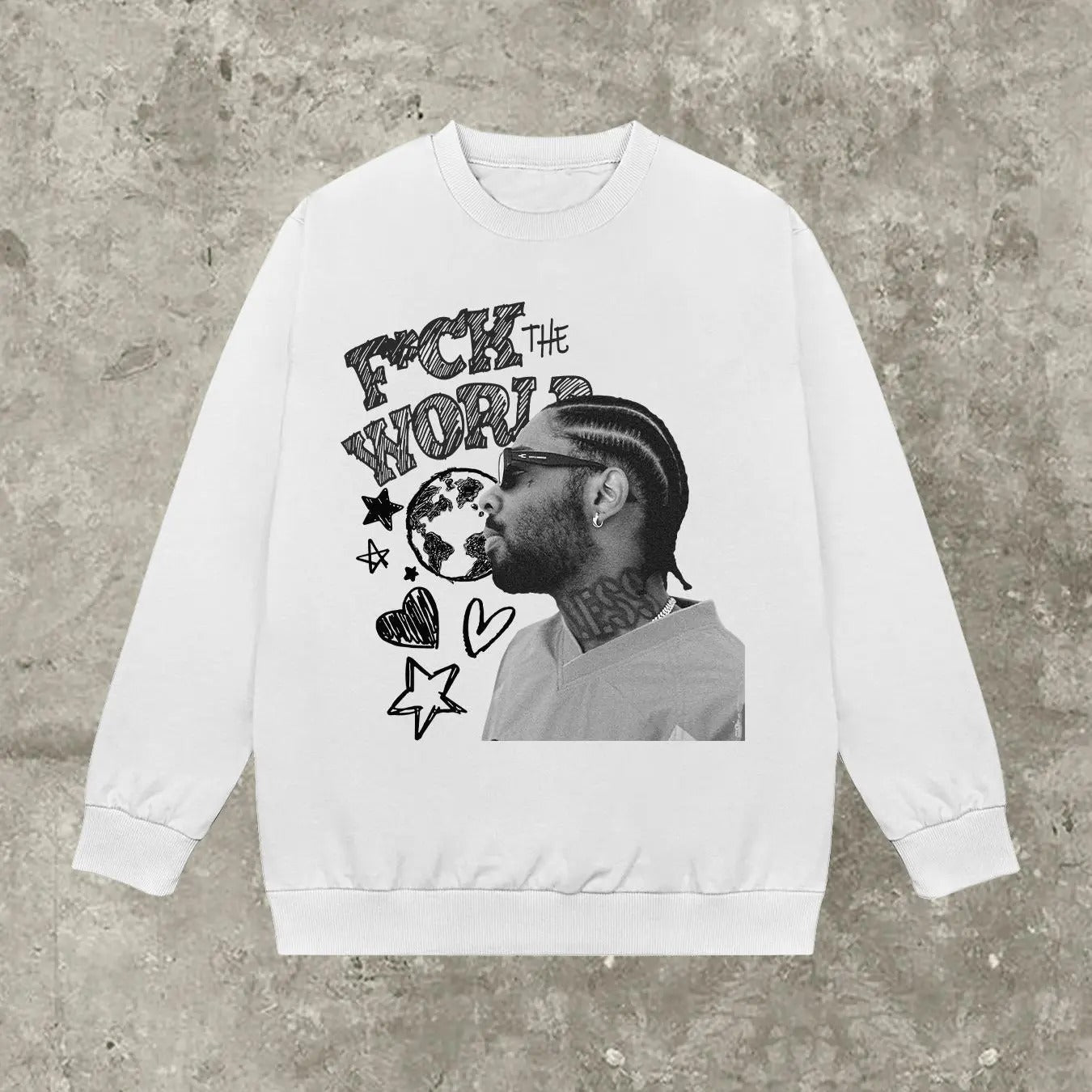 Women'WB shield Letter & Figure Print Round Neck Sweatshirt, Fashion Casual Crew Neck Long Sleeve Pullover for Daily...