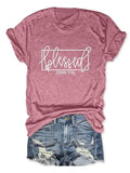 Women'WB shield Letter & Figure Print Short Sleeve T-shirt, Casual Graphic Round Neck Tee for Daily Wear, Ladies TNF for...