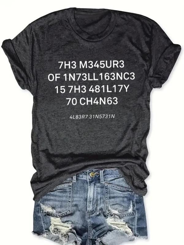 Women'WB shield Letter & Figure Print Short Sleeve Tee, Casual Crew Neck Tee for Summer, Ladies TNF for Daily Wear...