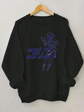 Women'WB shield Letter & Figure Print TNF Lined Drop Shoulder Sweatshirt, Casual Long Sleeve Round Neck Pullover for Fall...