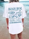 Women'WB shield Letter & Fish Print Drop Shoulder Tee, Casual Half Sleeve Round Neck T-Shirt for Summer, Ladies TNF for...