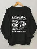 Women'WB shield Letter & Fish Print Round Neck Sweatshirt, Casual Long Sleeve Crew Neck Pullover for Fall & Winter,...