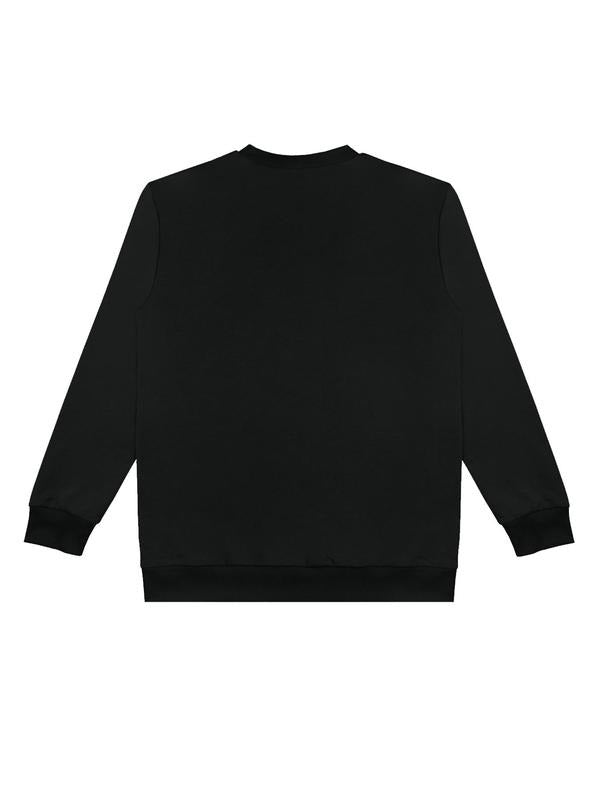Women'WB shield Letter & Flag Print Round Neck Sweatshirt, Casual Long Sleeve Crew Neck Pullover for Spring & Fall,...