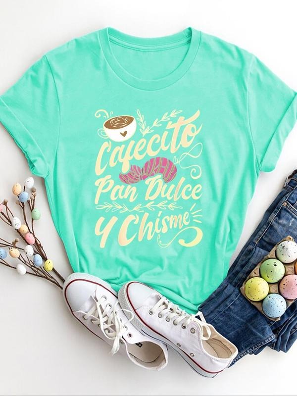 Women'WB shield Letter & Floral Print Round Neck Tee, Casual Crew Neck Short Sleeve T-Shirt for Summer, Fashion Women'WB...
