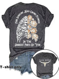 Women'WB shield Letter & Floral Print Round Neck Tee, Casual Short Sleeve Crew Neck T-shirt for Summer, Fashion Women'WB...