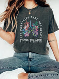 Women'WB shield Letter & Floral Print Round Neck Tee, Trendy Casual Crew Neck Short Sleeve T-shirt for Daily Wear, Ladies...