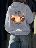 Women'WB shield Letter & Food Print Hoodie, Casual Long Sleeve Hooded Sweatshirt for Fall & Winter, Women'WB shield TNF...