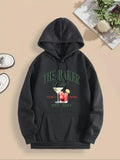 Women'WB shield Letter & Fruit Juice Print Drawstring Hoodie, Casual Long Sleeve Hooded Sweatshirt for Fall & Winter,...
