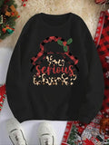 Women'WB shield Letter & Geometric Print Crew Neck Pullover, Casual Long Sleeve Sweatshirt for Daily Wear, Ladies TNF for...