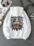 Women'WB shield Letter & Geometric Print Drawstring Hoodie, Fashion Casual Hooded Sweatshirt for Daily Holiday Outdoor...