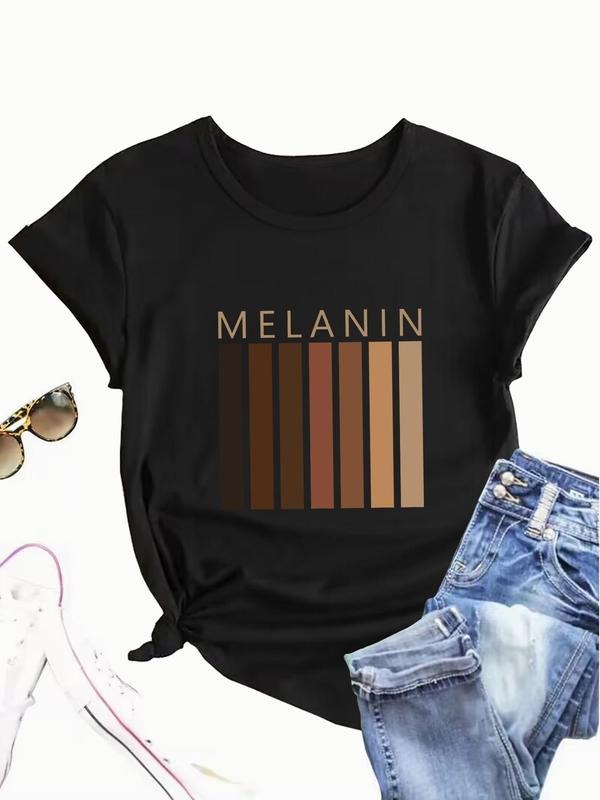 Women'WB shield Letter & Geometric Print Round Neck Tee, Summer TNF Women, Casual Short Sleeve Crew Neck T-Shirt for...