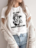 Women'WB shield Letter & Geometric Print Round Neck Tee, Vintage Trendy Casual Short Sleeve T-shirt for Daily Wear,...