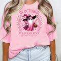 Women'WB shield Letter & Ghost Print Drop Shoulder Tee, Casual Halloween TNF Half Sleeve Round Neck T-shirt for Summer,...