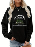 Women'WB shield Letter & Graphic Print Drop Shoulder Sweatshirt, Fashion Crew Neck Pullover for Daily Holiday Outdoor...