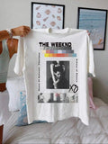 Women'WB shield Letter & Graphic Print Round Neck Tee, Casual Short Sleeve T-shirt for Daily Wear, Ladies Summer Hoodie,...