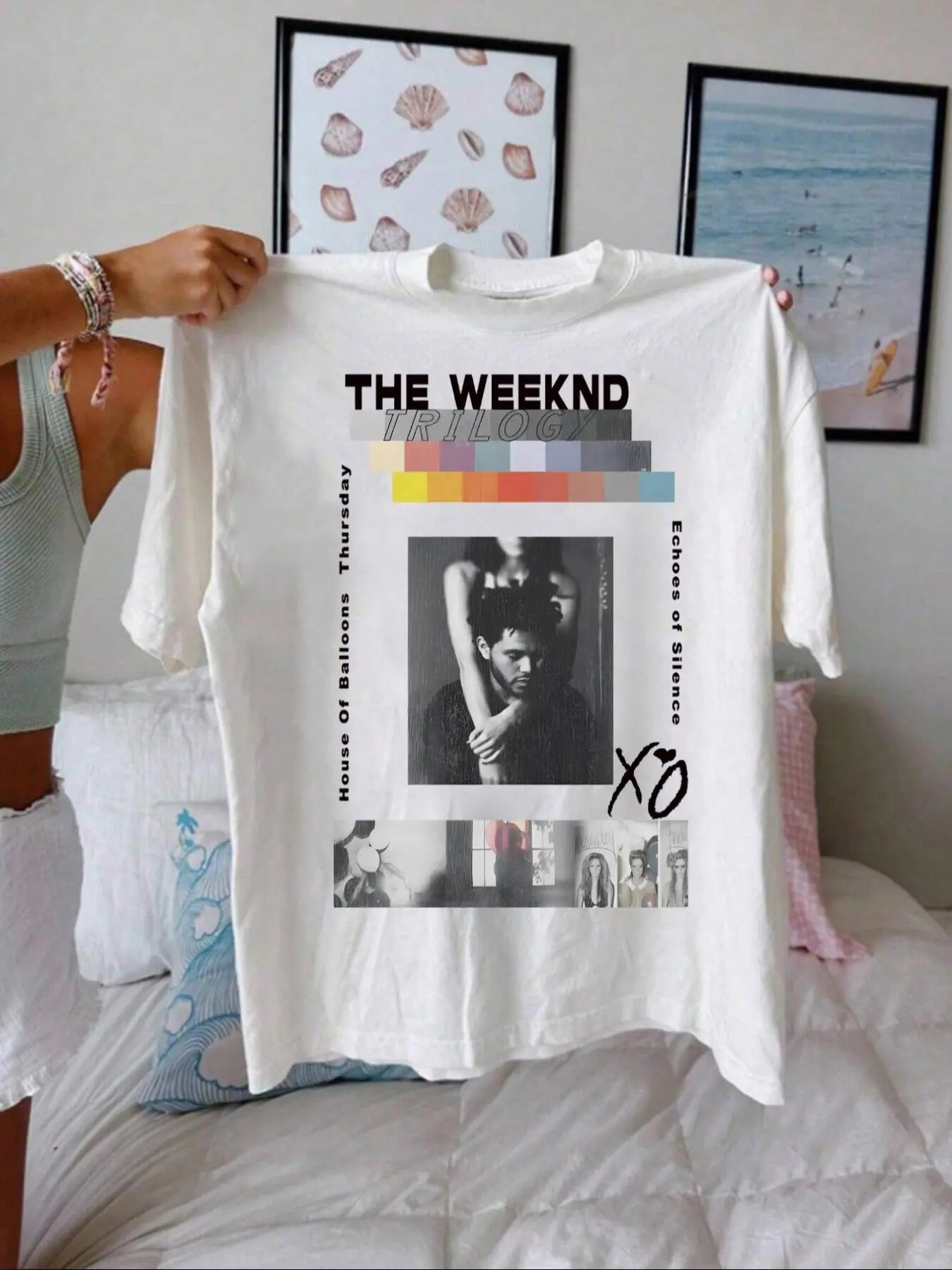 Women'WB shield Letter & Graphic Print Round Neck Tee, Casual Short Sleeve T-shirt for Daily Wear, Ladies Summer Hoodie,...
