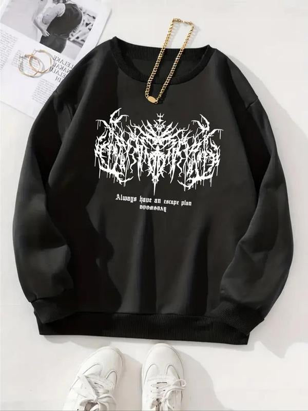 Women'WB shield Letter & Graphic Print TNF Lined Sweatshirt, Casual Long Sleeve Round Neck Pullover for Fall & Winter,...