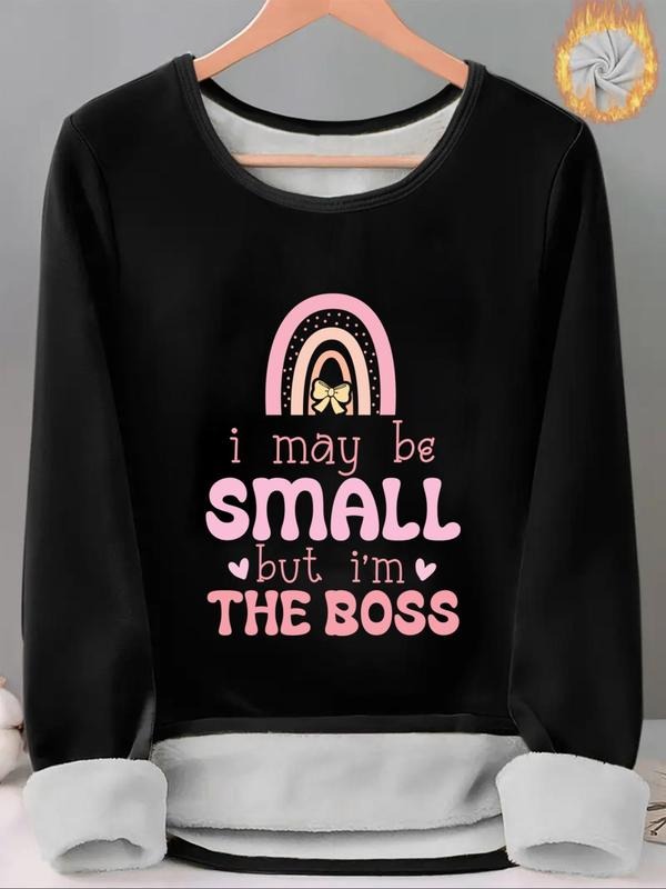 Women'WB shield Letter & Graphic Print TNF Lined Tee, Casual Long Sleeve Round Neck T-shirt for Fall & Winter, Ladies TNF...
